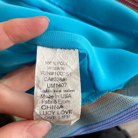 Lucy Love Acapulco Striped Dress Size L Multicolor Coquette Girly Summer Party - Picture 10 of 12